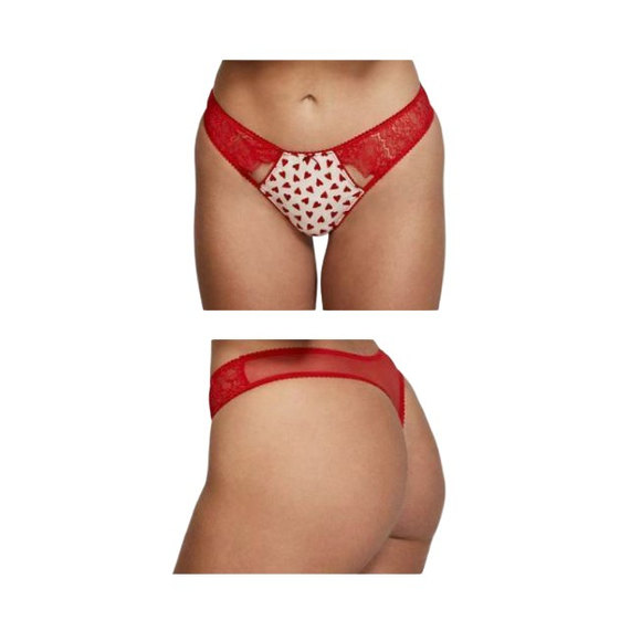 Victoria's Secret Other - NWT L Victoria's Secret Dream Angels Heart Print Lace Thong Silky Cut-Outs Red